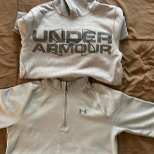 Youth XL Under Armour Gray hoodie and 1/4 zip
